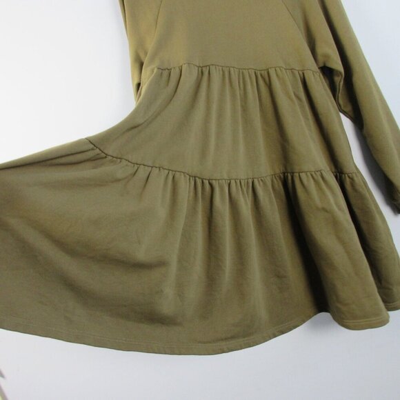 Natural Life Sweater Dress XS S Green Cotton Blend Tiered Oversized Boho 820 - Picture 6 of 13